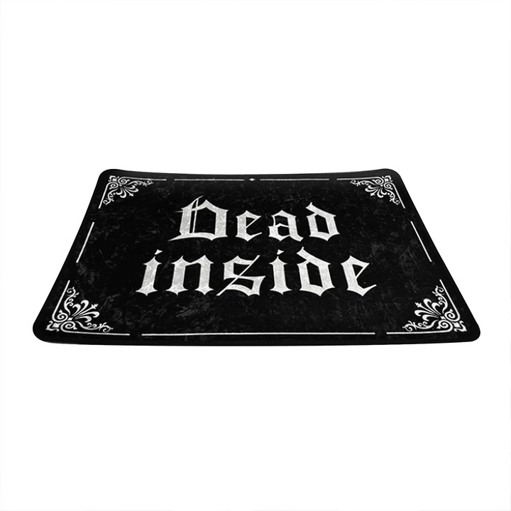 Bevonulási szőnyeg / lábtörlő Dead Inside, poliészter, csúszásmentes és nedvszívó, porálló, Halloween design, fekete, 40x60 cm, 1 db
