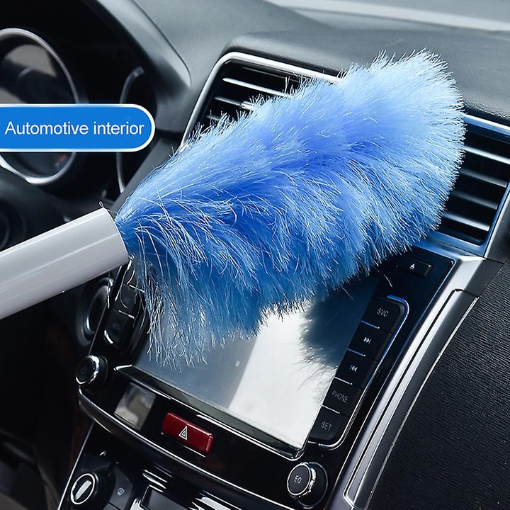 Perie electrica pentru praf (duster) 360° rotativa, cu adsorbtie electrostatica, reincarcabila si lavabila, Albastru, 1 buc