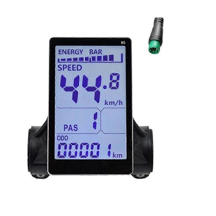 LCD M5 kijelző elektromos kerékpárhoz és elektromos rollerhez, ultravékony, 24V/36V/48V/60V kompatibilis, alumínium/ABS ház, IP65, fekete, 1 db