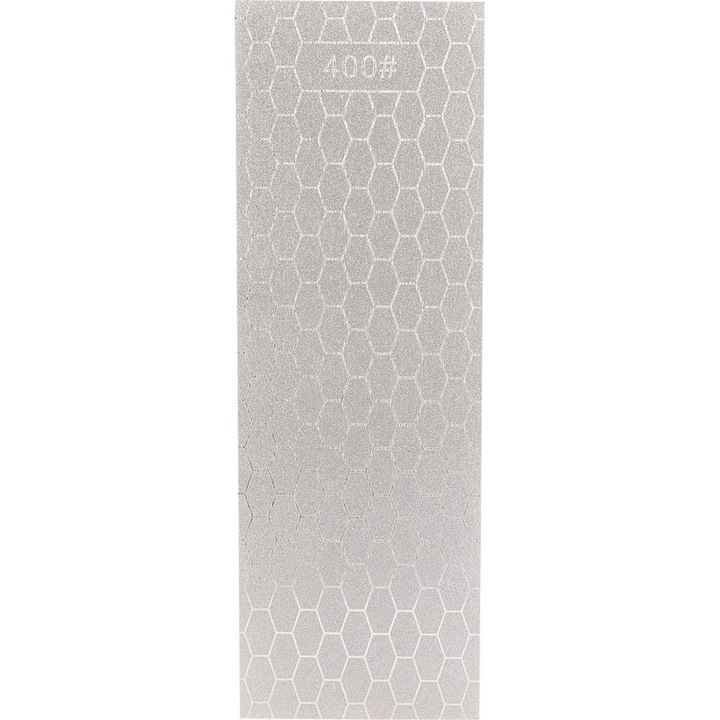 Kétoldalas gyémánt élező/csiszoló kő, 400/1000 szemcse, hatszögletű felület (méhsejt), ezüst, 205 x 70 x 8 mm, 1 db