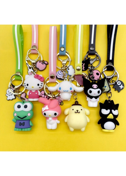 Set brelocuri 7 piese Hello Kitty si prieteni multicolor