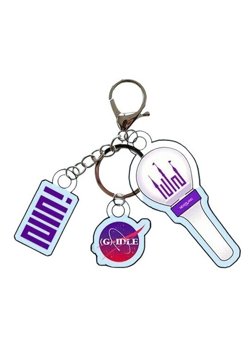 (G)I-DLE, Breloc din acril cu mini lightstick si pandantive, design bidirectional, Multicolor