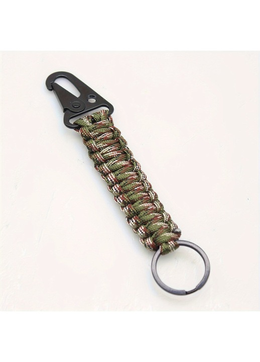 Zöld paracord kulcstartó sas csattal, 12cm