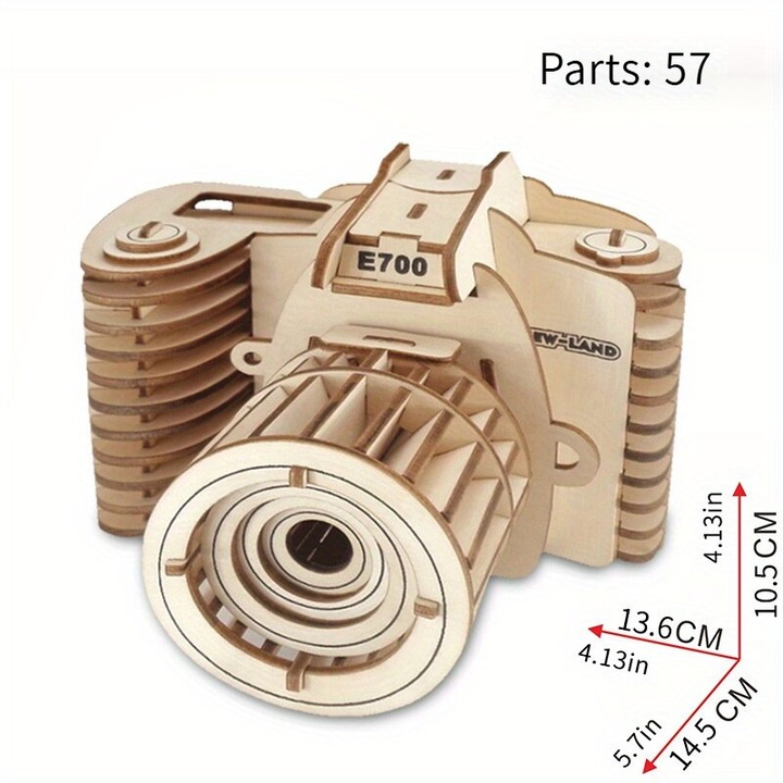 3D fa puzzle SLR fényképezőgép 57 darab natúr 20x10x8cm