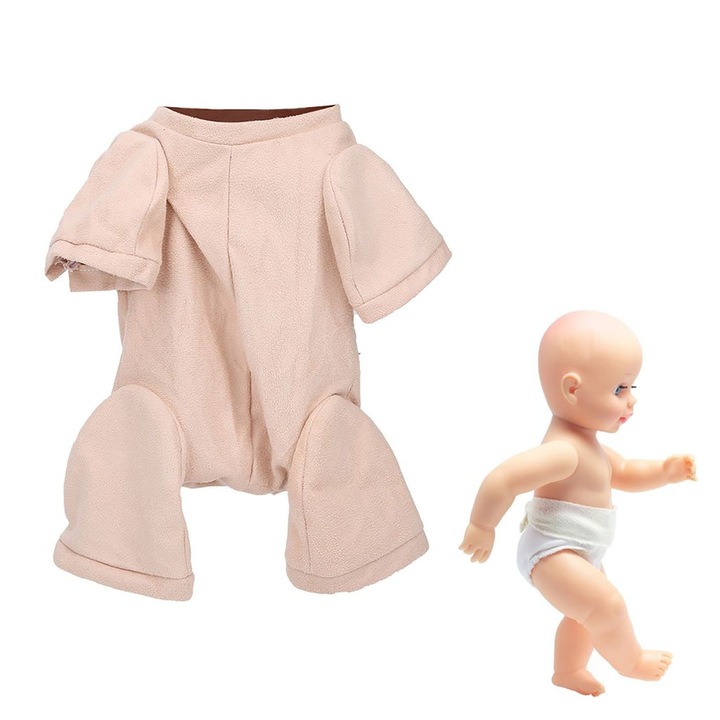 Textil test reborn babákhoz, 20 inch, 3/4 végtagok, kiegészítő szett, fehér
