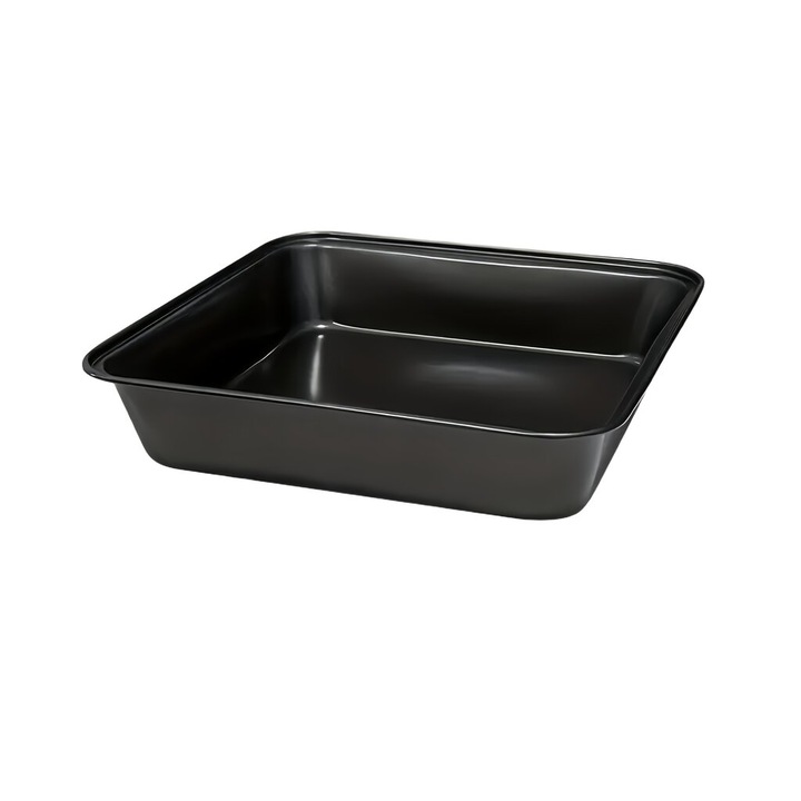 Tava de copt/tava pentru cuptor, otel inoxidabil, cu strat antiaderent, compatibila cu cuptor si congelator, negru, marime medie, 1 buc