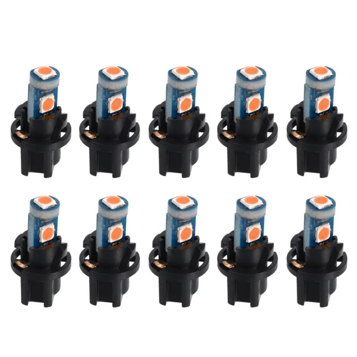 Bec bord/lampa tabloul de bord T5 3030 3SMD LED DC 12V, universal, galben transparent, set 10 bucati