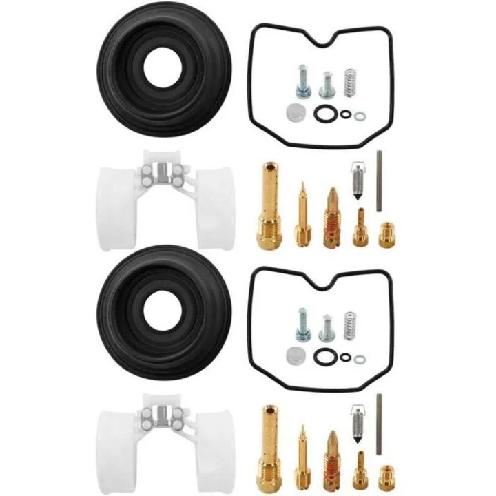 Kit reparare carburator Kawasaki ER500 ER-5 1998-2005, set 2 bucati, cu flotoare, duze si garnituri, Multicolor