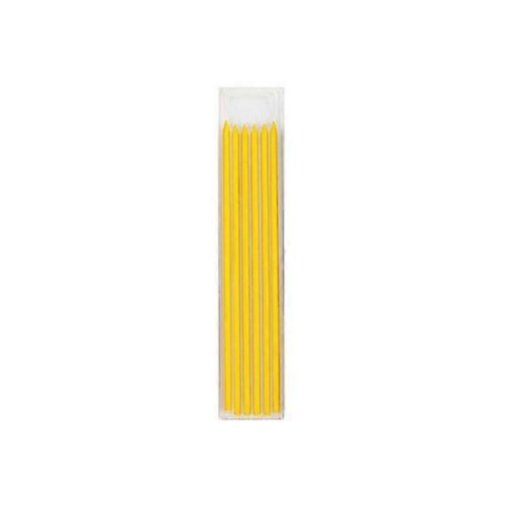 Set 7 bucati, creion tamplar mecanic cu ascutitoare incorporata, 6 mine rezerve, Galben, 145x14 mm