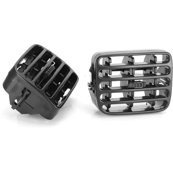 Grila ventilatie (grilaj aerisire) pentru Renault Thalia I / Clio II, pentru consola centrala, cu plasa, negru, 2 bucati