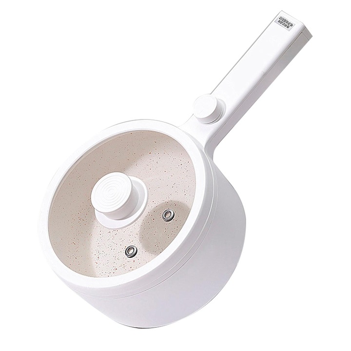 Oala electrica multifunctionala, interior nano-ceramic, antiaderenta, corp din plastic, alb, 1 buc