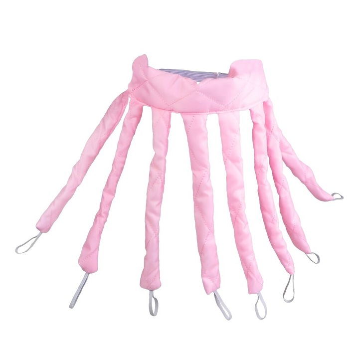 Лента за къдрене Pink Octopus, сатениран материал, без нагряване, гъвкава и регулируема, Розова, Универсален размер