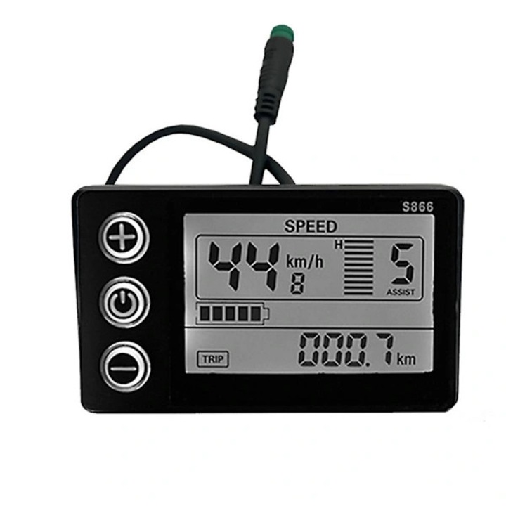 Elektromos kerékpár kijelző 24V 36V 48V fekete 10x5cm
