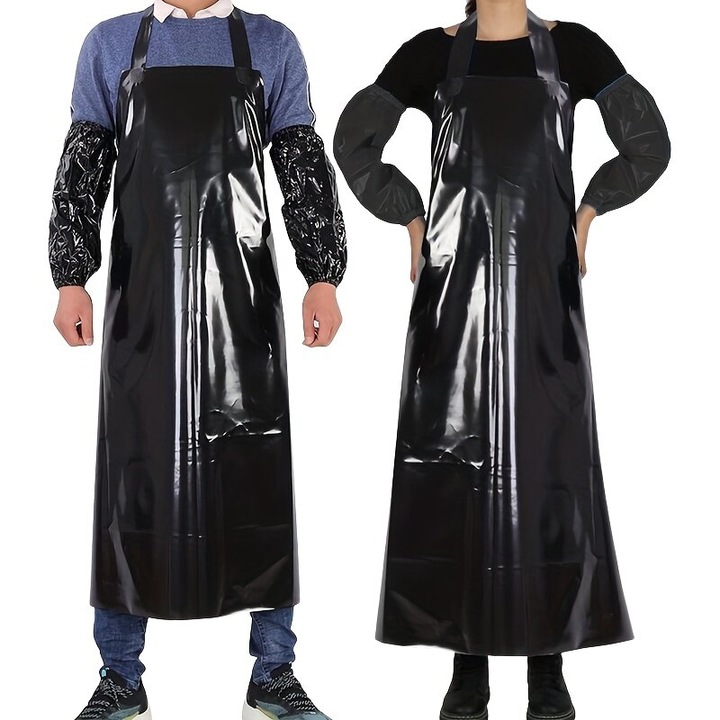 Sort de bucatarie din pvc, sort de protectie impermeabil, rezistent la ulei si lichide, usor de curatat, negru, marime unica