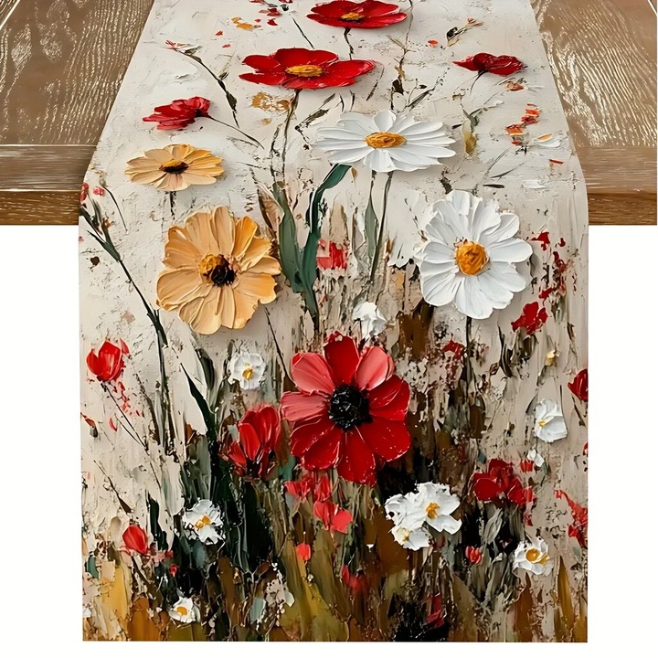 Asztali futó, 33x183 cm, többszínű, textil, sokoldalú beltéri és kültéri használatra