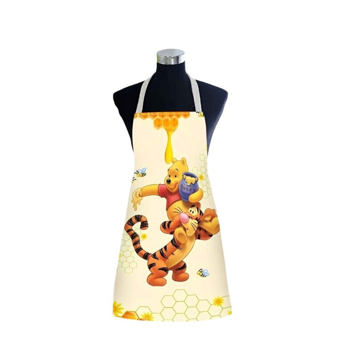 Sort de bucatarie din in, cu imprimeu Disney Winnie-the-Pooh si Tigger, rezistent la pete, cu structura hexagonala, multicolor