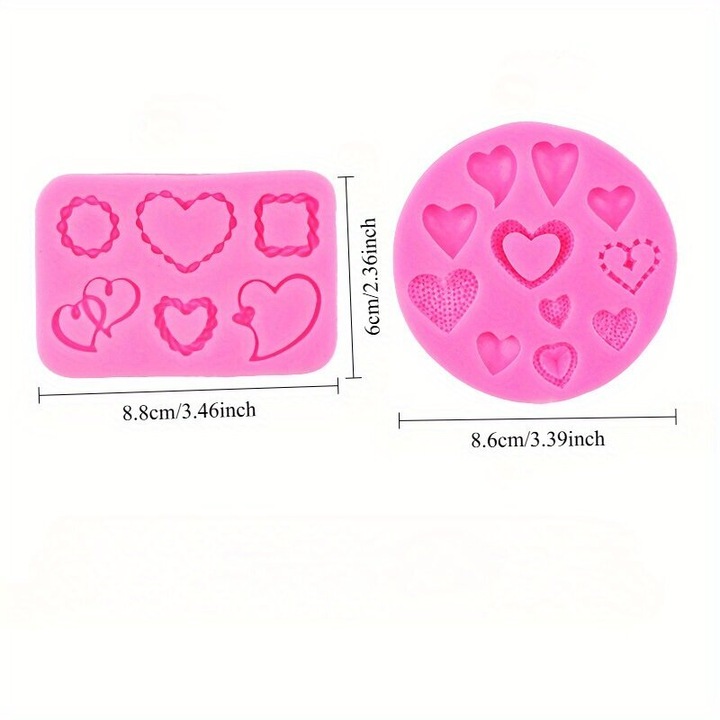 2 darabos szett, szilikon formák/öntőformák sütéshez és szappanhoz, rugalmas, hőálló, könnyen tisztítható, rózsaszín, 8.8x6cm/O8.6cm