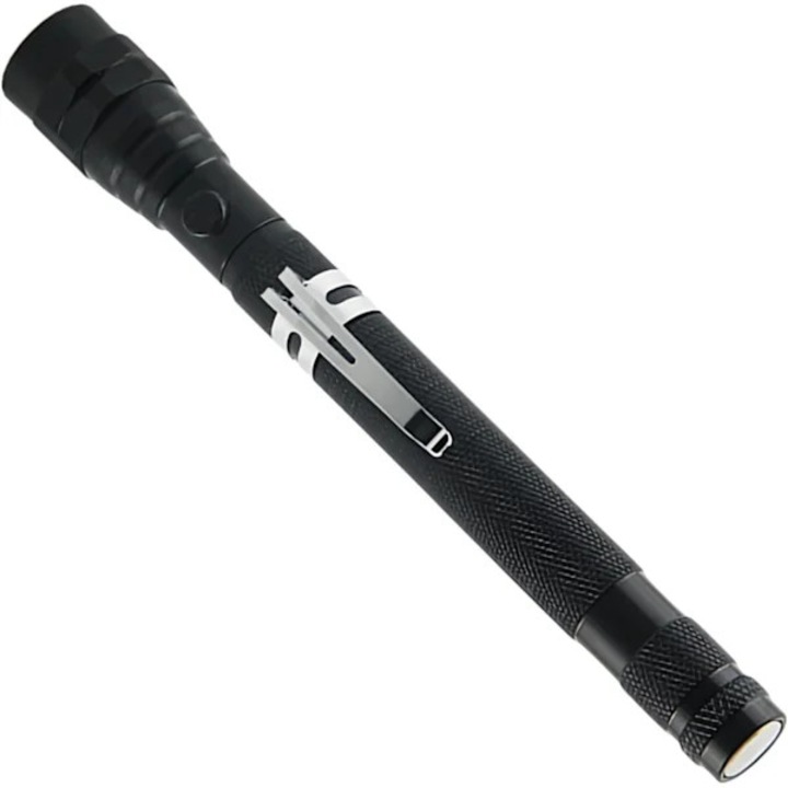 Lanterna telescopica magnetica, aluminiu, retractabila, negru, 57cm