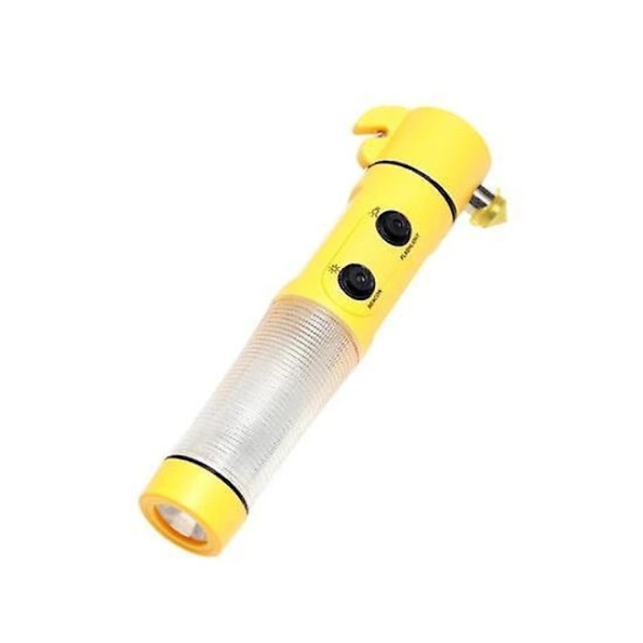 Ciocan de urgenta auto, dispozitiv de siguranta multifunctional 4-in-1, cap din otel carbon pentru spargere geam si taietor centura, lanterna LED cu 9 LED-uri si magnet, galben, 1 buc