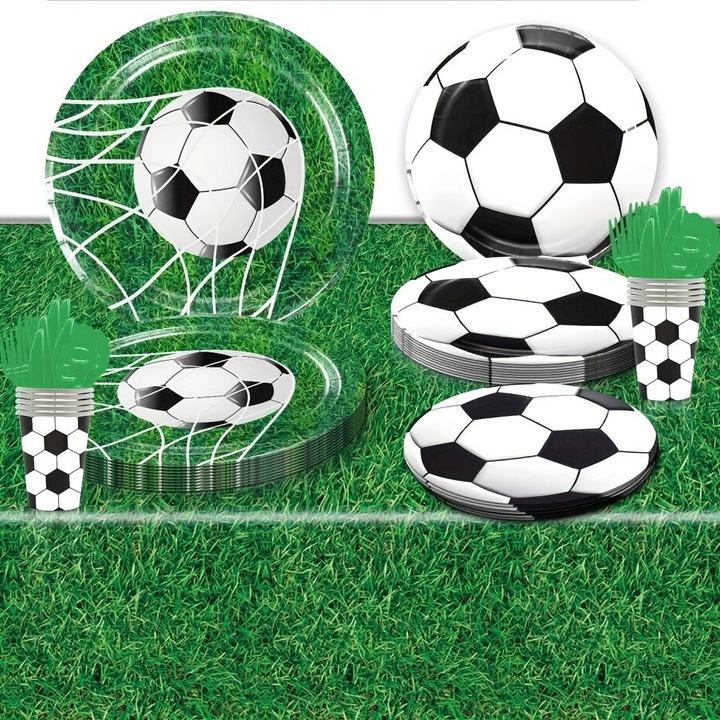 Asztalterítő, futball témájú, műanyag, zöld, 137x274cm