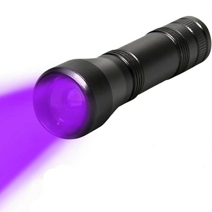 Lanterna LED UV, compacta, rezistenta, negru, 6xAA