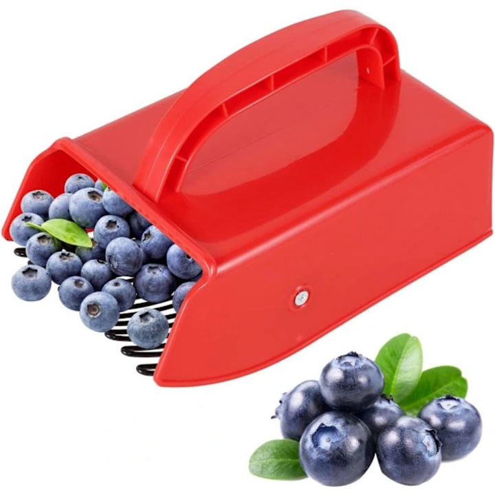 Culegator fructe / culegator afine cu pieptene metalic rezistent la coroziune, maner ergonomic, rosu, 1 buc