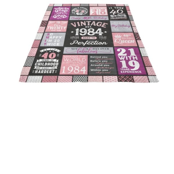 Kratinys Flanel takaró, poliészter, puha és mosógépben mosható flanel, vintage 1984-es nyomat, többszínű, 203.2 x 152.4 cm