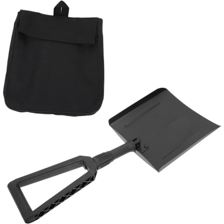 Lopata pliabila pentru zapada, lopata compacta, retractabila, din metal, portabila, cu maner antiderapant, negru, 1 buc