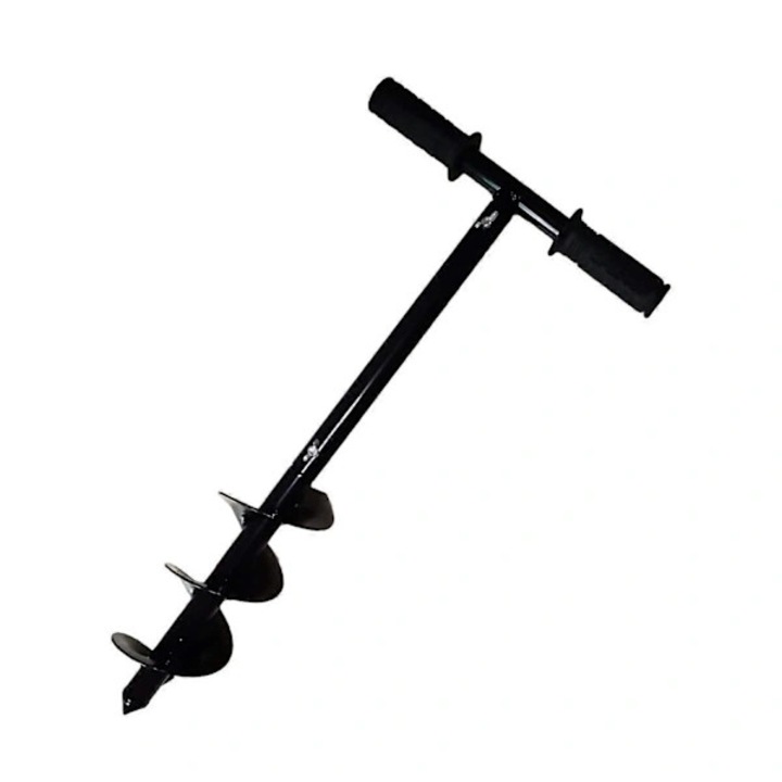 Burghiu manual pentru pamant, gauritor de sol compatibil cu bormasina, cu maner in T, negru, 1 bucata