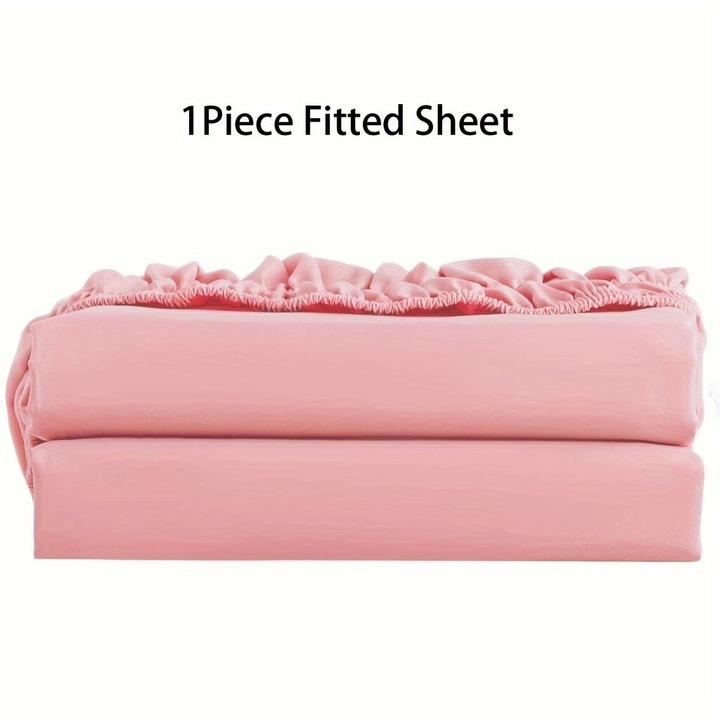 Mikroszálas gumis lepedő (fitted sheet), mély zsebbel, gyűrődés- és fakulásálló, rózsaszín, 90x200 cm