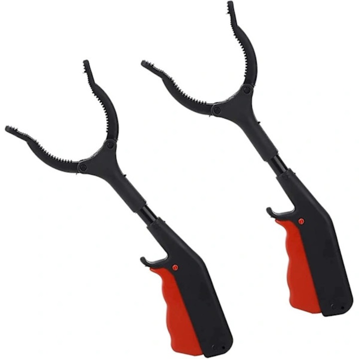 Set 2 bucati, Cleste de colectare/tonga FA6, ergonomic, antiderapant, higienic, negru/rosu, 2 x 30 cm