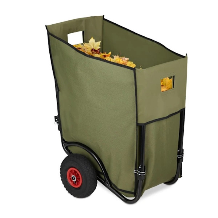 Carucior de gradina, roaba portabila pliabila, usor de manevrat, constructie durabila, verde, 160 L