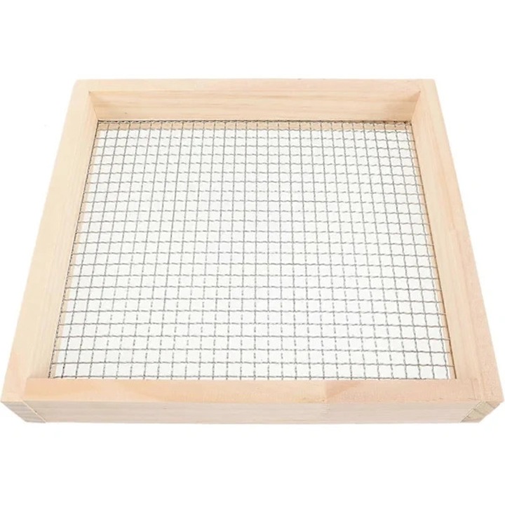 Sita pentru sol/sita pentru gradina, din lemn si metal, cu plasa metalica, 32x29x5 cm, lemn natural, 1 buc