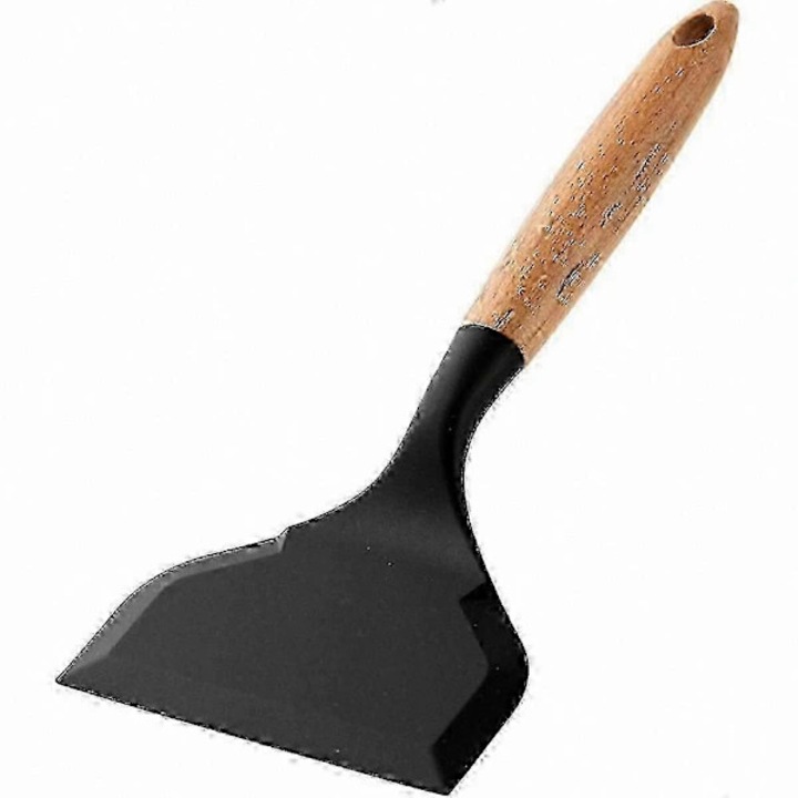 Spatula bucatarie, silicon si lemn, alb negru gri verde rosu, 27x11.8cm