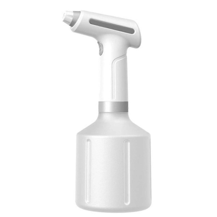 Pulverizator electric automat pentru uz casnic, sticla pulverizator USB reincarcabil cu afisaj LED, jet reglabil si ceata fina 360°, maner ergonomic HDPE/ABS, alb, 900ml