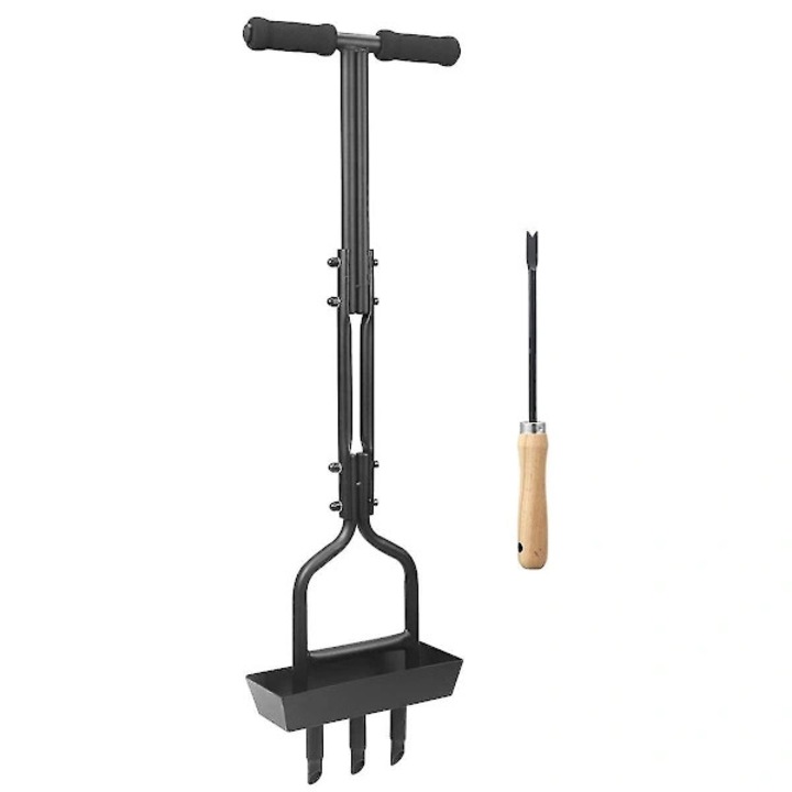 Aerator manual pentru gazon, 3 dinti, negru, 40x15x10cm