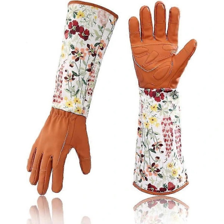 Manusi de gradinarit din piele, lungi, rosii, 45x10cm