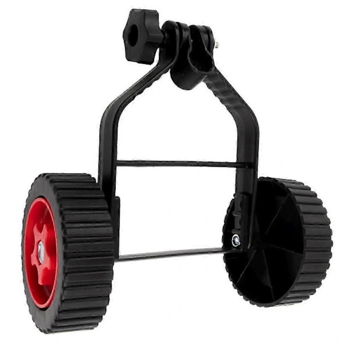 Roata suport universal pentru motocoasa, rotita de sprijin ajustabila, compatibila cu tije 22-26 mm, din plastic si metal, negru, 1 buc