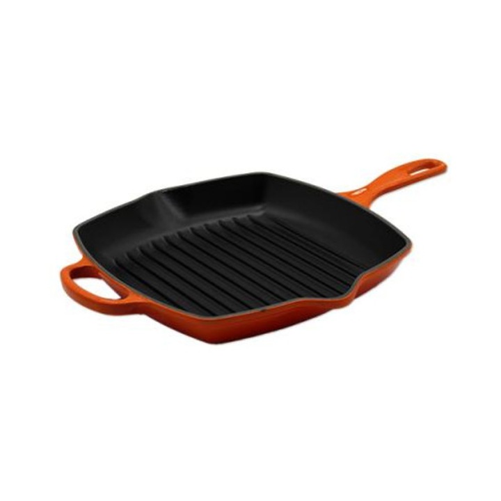 Квадратен грил тиган Le Creuset Signature 26 см, емайлиран чугун, Oven Red, за котлон и фурна