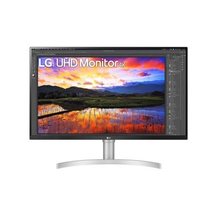 Monitor LG 32UN650K-W 32" IPS UHD 4K, reglaj ergonomic, conectivitate versatila pentru PC si console