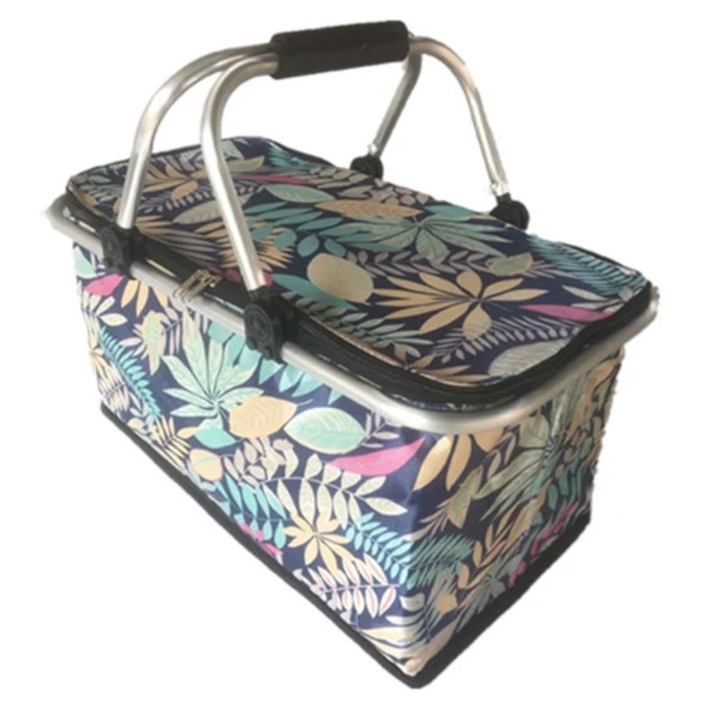 Geanta termoizolanta pliabila pentru takeaway, geanta frigorifica din material rezistent cu manere practice, Multicolor, 30L