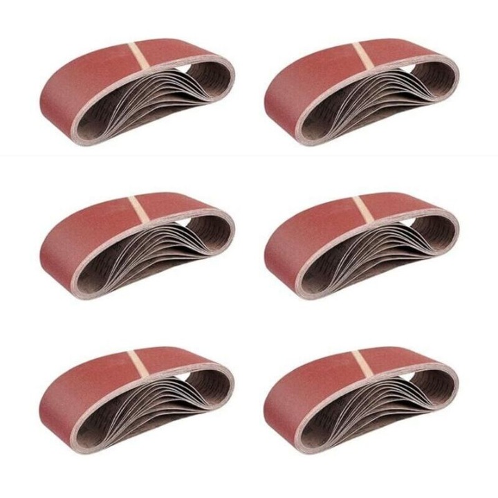 Set 5 bucati, benzi abrazive 75 x 533 mm, corindon, granulatii 40/60/80/120/180, liant in rasina sintetica, banda intarita, maro