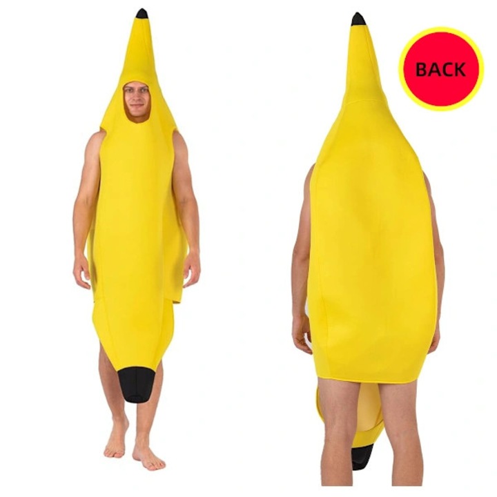 Costum banana din textil, moale si confortabil, pentru Halloween, unisex, Galben, Marime unica
