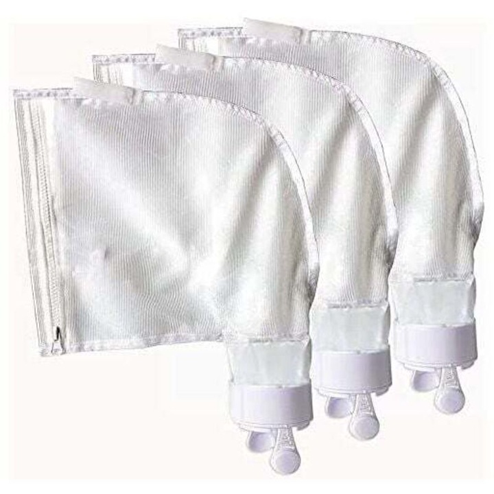 Set 3 saci nylon cu fermoar pentru curatare piscina 8x20x2cm