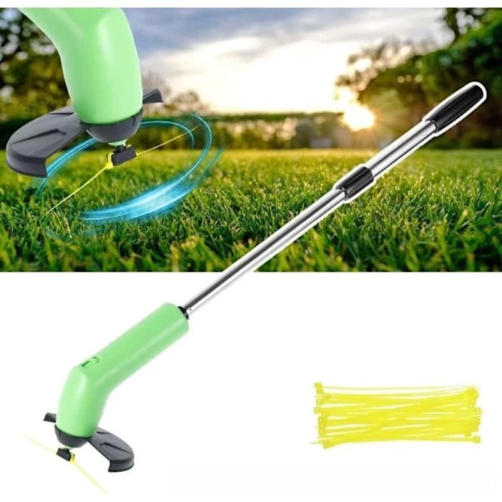 Trimmer iarba fara fir, foarte usor 400 g, portabil, functioneaza cu baterii AA (baterii neincluse), ideal pentru spatii inguste, Verde, 1 buc