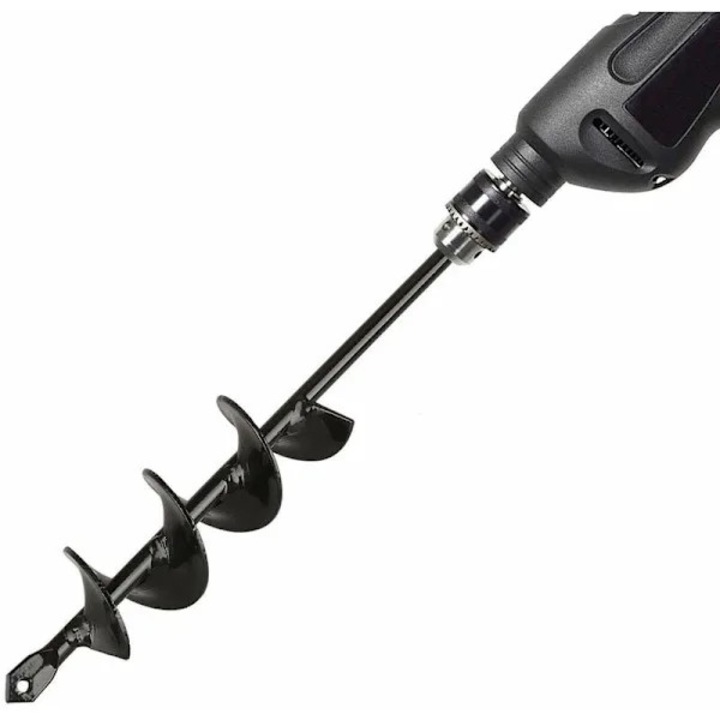 Burghiu de gradina, 4x22cm, negru, rezistent, pentru flori si arbusti