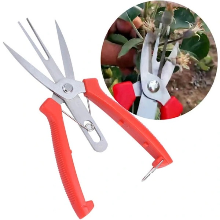 Foarfece de gradina pentru pomi fructiferi, foarfeca de altoit, lama dubla dreapta din otel inoxidabil, maner ergonomic cu blocare, Portocaliu, 1 buc