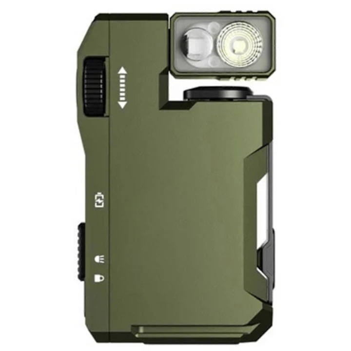 Lanterna EDC mini reincarcabila magnetica verde 400 lumeni 3 moduri 10x3cm