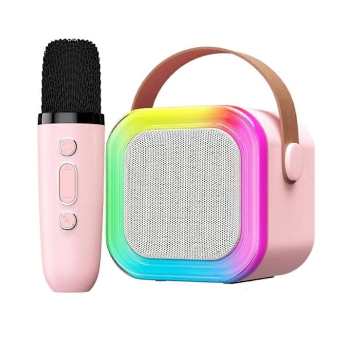 YEMAESRE hordozható karaoke mikrofon, all-in-one karaoke hangszóró felvevővel és hangmódosítóval, Bluetooth 5.0, 4 hangmód, többszínű LED fények, 4-6 óra üzemidő, rózsaszín, 1 db