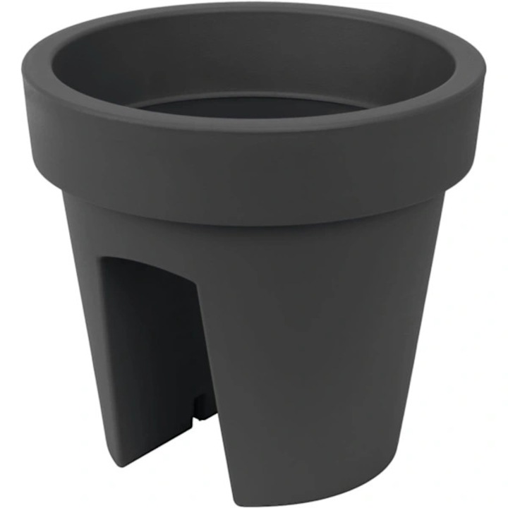 Ghiveci suspendat pentru balustrada Lofly, jardiniera, rezistent la intemperii si UV, fara orificii de drenaj (usor de realizat), cu cleme incluse pentru balustrade 6-7.5 cm, antracit, 28 cm x 25 cm